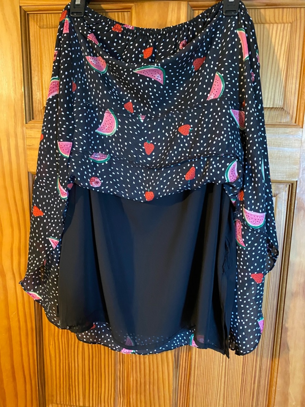 Christopher & Banks Black Skirt with Fruit and White Polka Dot Accents - Picture 4 of 6
